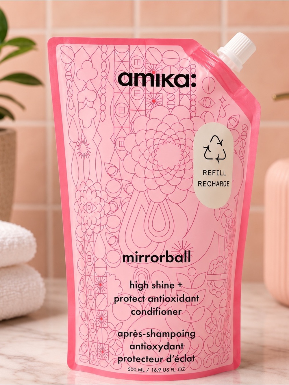 amika Mirrorball Conditioner - Pink Refill Pouch
